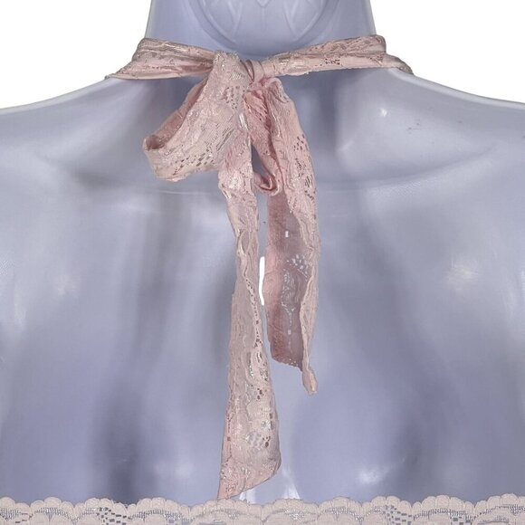 Y2K Wild Cat Women S Lace Halter Top Babydoll Pink Floral Diva Princess Stretchy - Picture 7 of 14